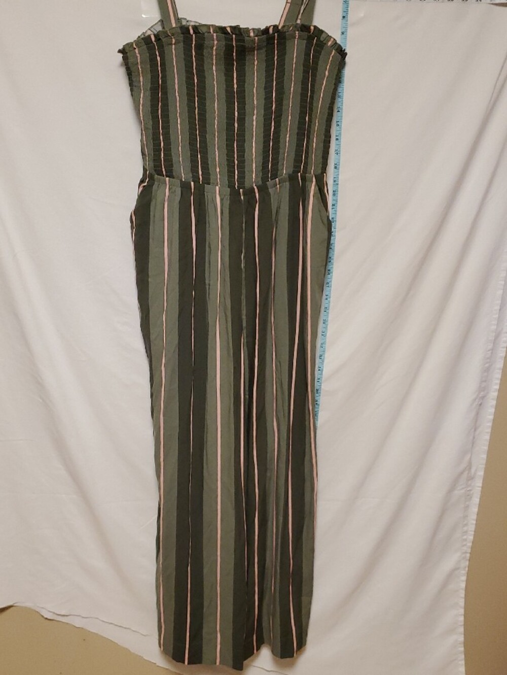 torrid New Olive and Blush Vertical-Stripe Sleeveless Jumpsuit 1X Layer Festival